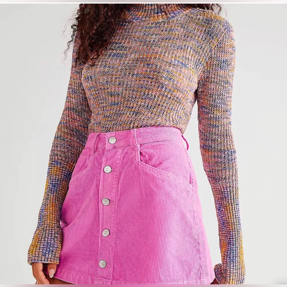 Free People Pink Corduroy skirt